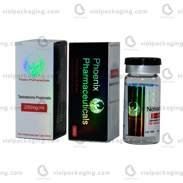 hologram vial labels and box