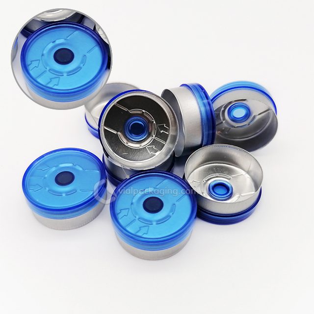 Transparent blue 10ml vial flip caps